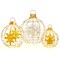 Gold Pre Lit Christmas Lantern Balls Set of 3 with LED Lights and Hooks